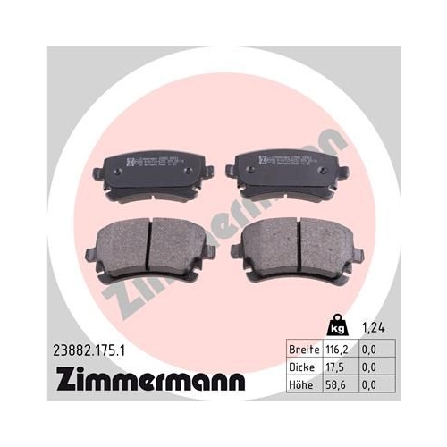 Bremsbelagsatz, Scheibenbremse ZIMMERMANN 23882.175.1 f&uuml;r AUDI VAG BENTLEY