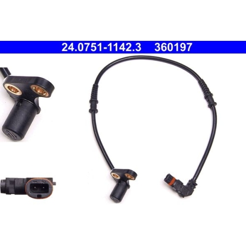 Sensor, Raddrehzahl ATE 24.0751-1142.3 f&uuml;r MERCEDES-BENZ, Vorderachse rechts