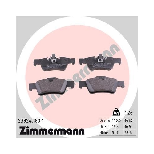 Bremsbelagsatz, Scheibenbremse ZIMMERMANN 23924.180.1 f&uuml;r MERCEDES-BENZ