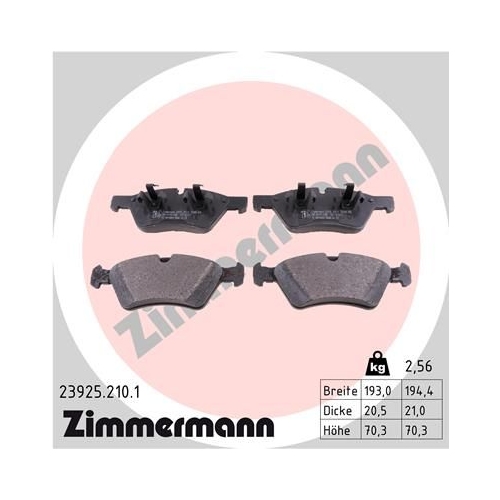 Bremsbelagsatz, Scheibenbremse ZIMMERMANN 23925.210.1 f&uuml;r MERCEDES-BENZ
