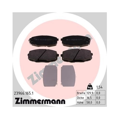 Bremsbelagsatz, Scheibenbremse ZIMMERMANN 23966.165.1 f&uuml;r HYUNDAI KIA
