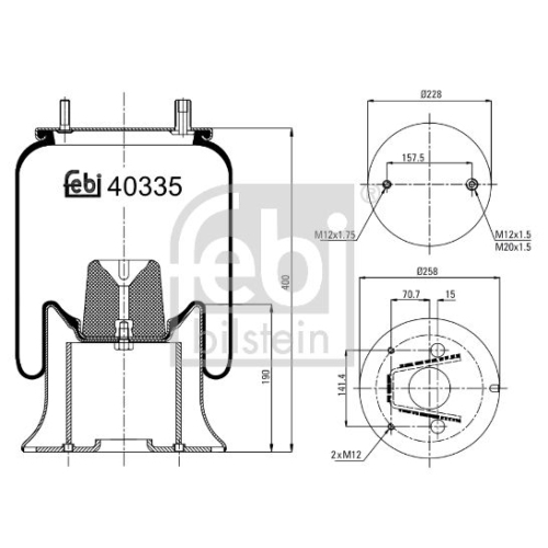 Febi Bilstein 40335 Luftfederbalg mit Stahlkolben, 1 St&uuml;ck