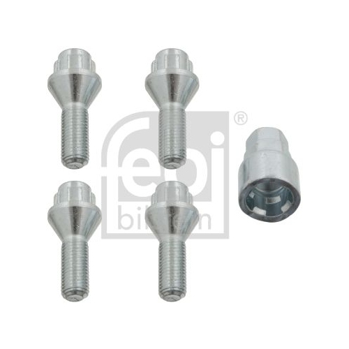 febi bilstein 27049 1 Satz Radschrauben abschlie&szlig;bar M12 x 1,5 x 28 SW17+19mm Kegelbund