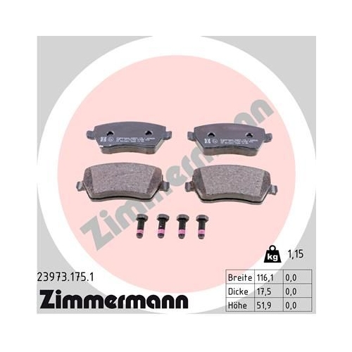 Bremsbelagsatz, Scheibenbremse ZIMMERMANN 23973.175.1 f&uuml;r MERCEDES-BENZ NISSAN