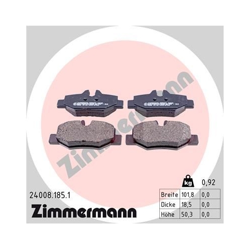 Bremsbelagsatz, Scheibenbremse ZIMMERMANN 24008.185.1 f&uuml;r MERCEDES-BENZ