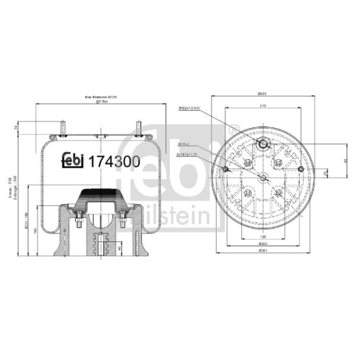 Febi Bilstein 174300 Luftfederbalg mit Kunststoffkolben, 1 St&uuml;ck