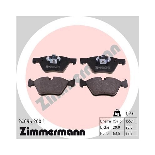 Bremsbelagsatz, Scheibenbremse ZIMMERMANN 24096.200.1 f&uuml;r BMW BMW (BRILLIANCE)
