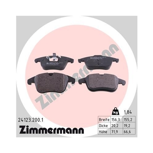 Bremsbelagsatz, Scheibenbremse ZIMMERMANN 24123.200.1 f&uuml;r FORD VOLVO LAND ROVER