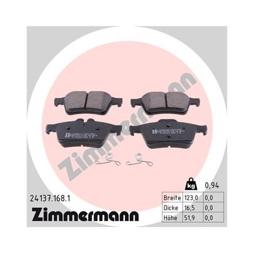 Bremsbelagsatz, Scheibenbremse ZIMMERMANN 24137.168.1 f&uuml;r CITRO&Euml;N FORD JAGUAR