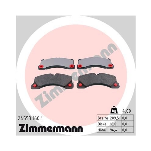 Bremsbelagsatz, Scheibenbremse ZIMMERMANN 24553.160.1 f&uuml;r PORSCHE VAG