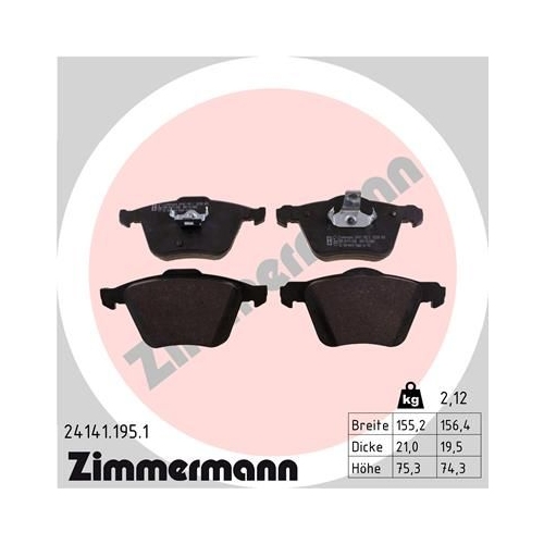 Bremsbelagsatz, Scheibenbremse ZIMMERMANN 24141.195.1 f&uuml;r VOLVO VOLVO ASIA