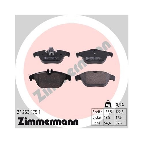 Bremsbelagsatz, Scheibenbremse ZIMMERMANN 24253.175.1 f&uuml;r MERCEDES-BENZ