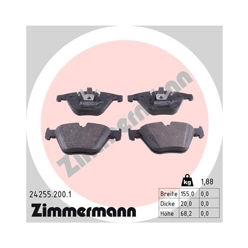 Bremsbelagsatz, Scheibenbremse ZIMMERMANN 24255.200.1 f&uuml;r BMW BMW (BRILLIANCE)