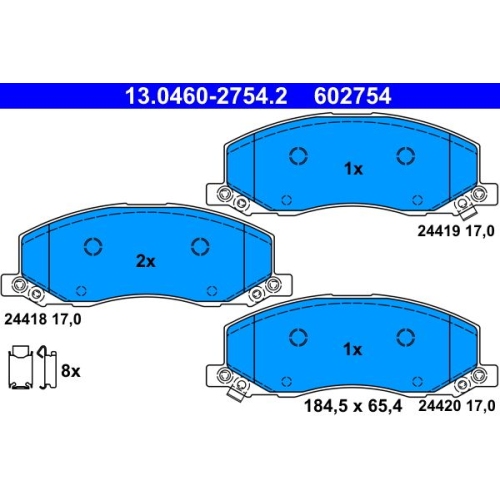 Bremsbelagsatz, Scheibenbremse ATE 13.0460-2754.2 f&uuml;r OPEL SAAB, Vorderachse