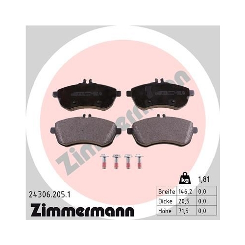 Bremsbelagsatz, Scheibenbremse ZIMMERMANN 24306.205.1 f&uuml;r MERCEDES-BENZ