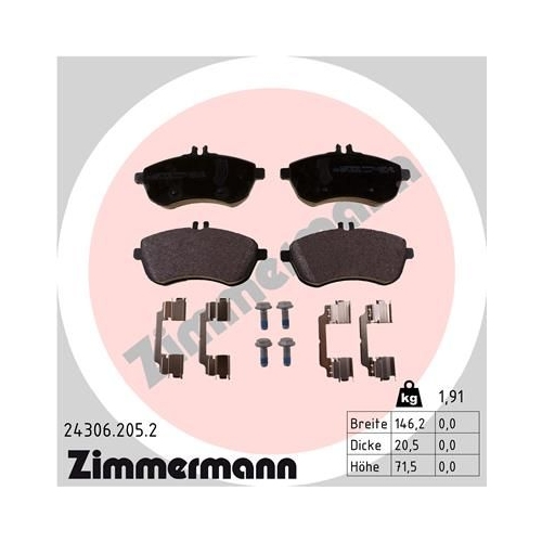 Bremsbelagsatz, Scheibenbremse ZIMMERMANN 24306.205.2 f&uuml;r MERCEDES-BENZ
