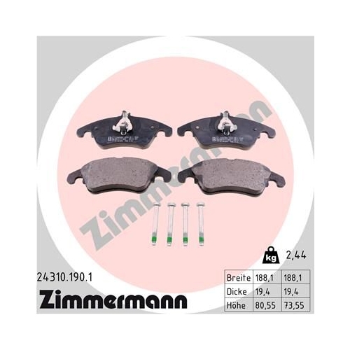 Bremsbelagsatz, Scheibenbremse ZIMMERMANN 24310.190.1 f&uuml;r MERCEDES-BENZ
