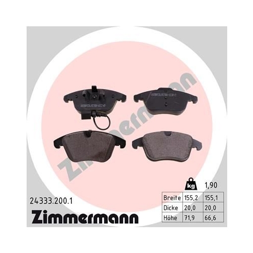 Bremsbelagsatz, Scheibenbremse ZIMMERMANN 24333.200.1 f&uuml;r VW VAG AUDI (FAW)