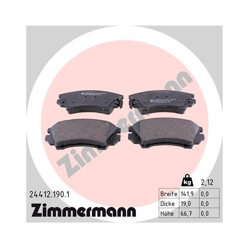 Bremsbelagsatz, Scheibenbremse ZIMMERMANN 24412.190.1 f&uuml;r OPEL GENERAL MOTORS