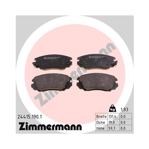 Bremsbelagsatz, Scheibenbremse ZIMMERMANN 24415.190.1 f&uuml;r OPEL VAUXHALL
