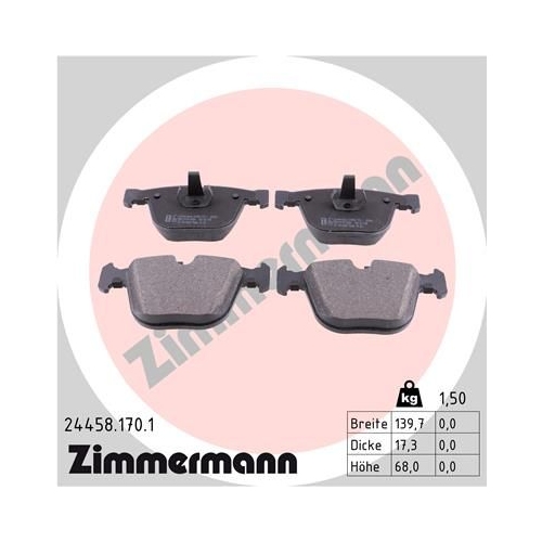 Bremsbelagsatz, Scheibenbremse ZIMMERMANN 24458.170.1 f&uuml;r BMW, Hinterachse
