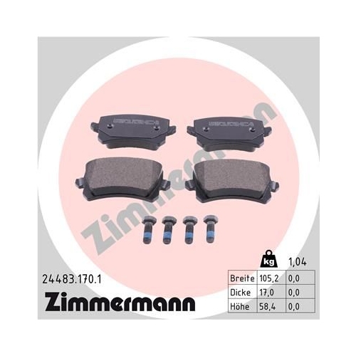 Bremsbelagsatz, Scheibenbremse ZIMMERMANN 24483.170.1 f&uuml;r VAG VW (SVW)