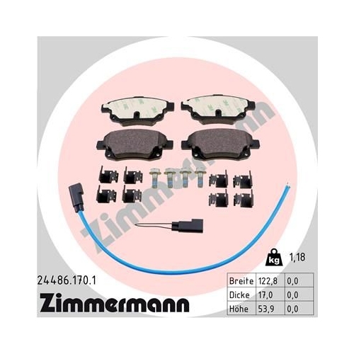 Bremsbelagsatz, Scheibenbremse ZIMMERMANN 24486.170.1 f&uuml;r FORD, Hinterachse