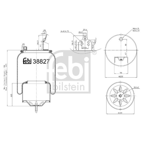 Febi Bilstein 38827 Luftfederbalg mit Stahlkolben und Kolbenstange , 1 St&uuml;ck