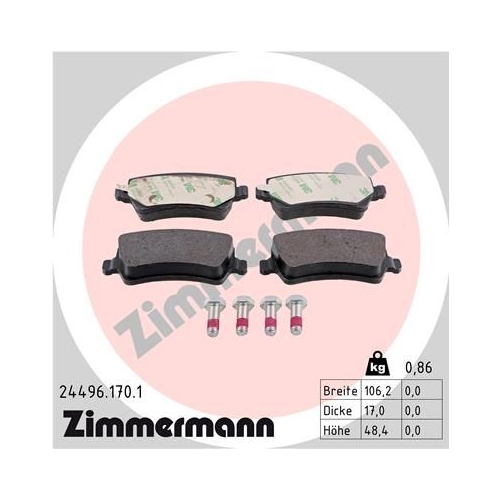Bremsbelagsatz, Scheibenbremse ZIMMERMANN 24496.170.1 f&uuml;r FORD VOLVO LAND ROVER