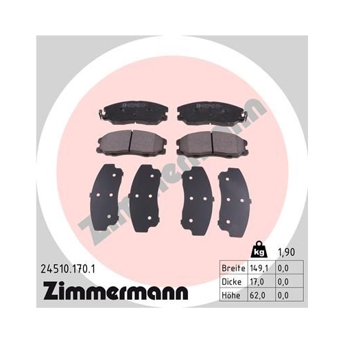 Bremsbelagsatz, Scheibenbremse ZIMMERMANN 24510.170.1 f&uuml;r OPEL VAUXHALL