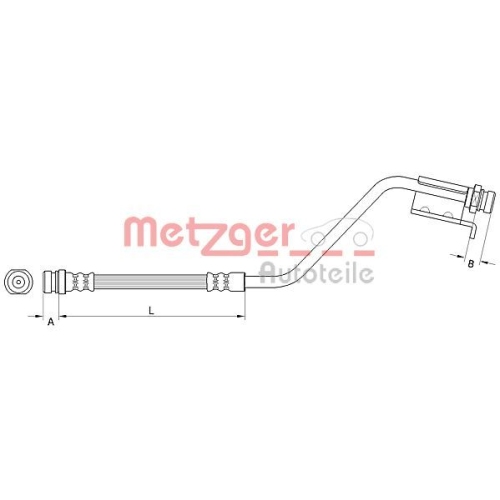 Bremsschlauch METZGER 4110825 f&uuml;r HYUNDAI KIA, hinten links