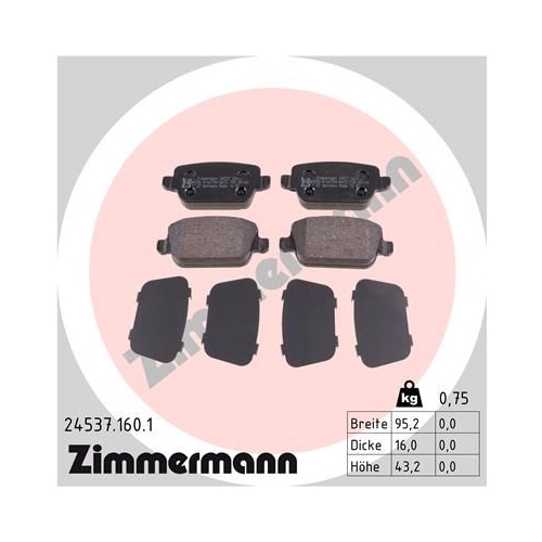 Bremsbelagsatz, Scheibenbremse ZIMMERMANN 24537.160.1 f&uuml;r FORD VOLVO LAND ROVER