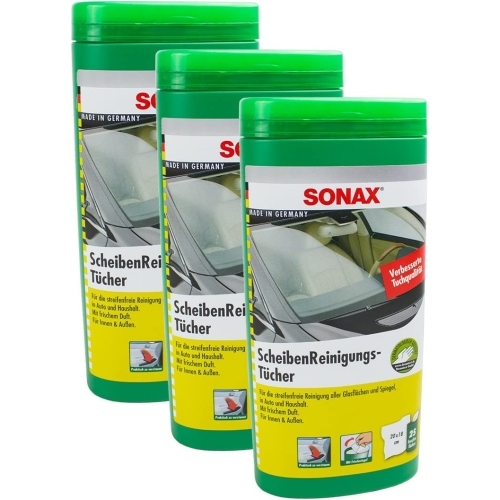 Sonax 4061659064535 04120000 Scheibenreinigungst&uuml;cher Box 3x25 St&uuml;ck