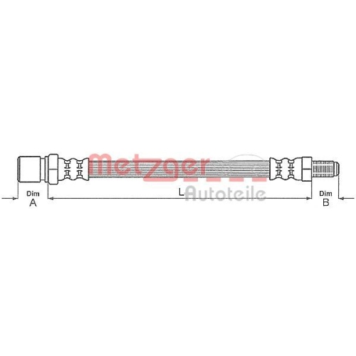 Bremsschlauch METZGER 4111150 f&uuml;r CITRO&Euml;N FIAT PEUGEOT, Hinterachse, mitte