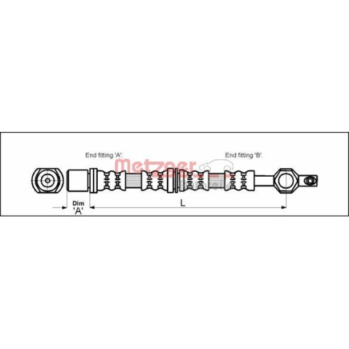 Bremsschlauch METZGER 4112213 f&uuml;r TOYOTA, vorne links, vorne rechts