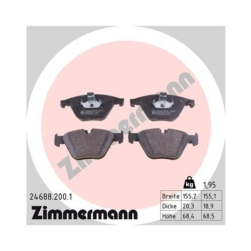 Bremsbelagsatz, Scheibenbremse ZIMMERMANN 24688.200.1 f&uuml;r BMW BMW (BRILLIANCE)