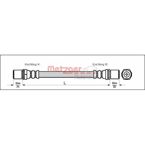 Bremsschlauch METZGER 4112214 f&uuml;r TOYOTA, hinten links, hinten rechts