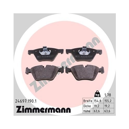Bremsbelagsatz, Scheibenbremse ZIMMERMANN 24697.190.1 f&uuml;r BMW BMW (BRILLIANCE)
