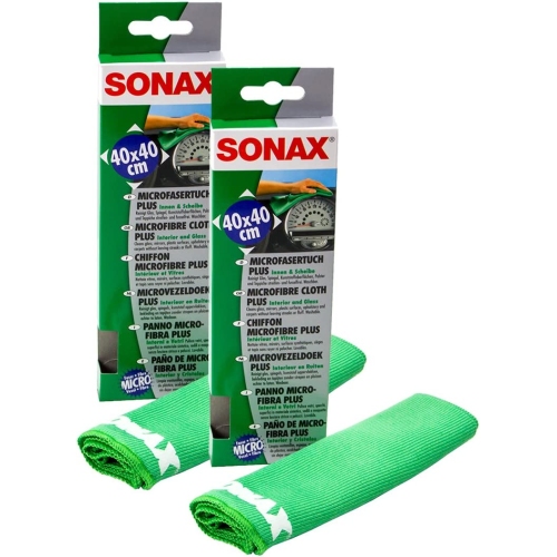 Sonax 4061659065037 04165000 Microfasertuch Plus Innen & Scheibe 2x
