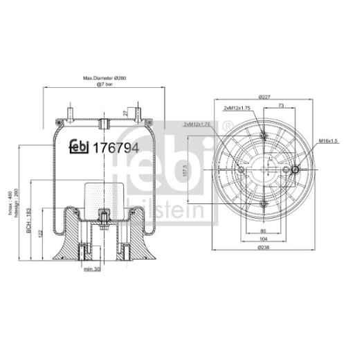 Febi Bilstein 1x 176794 Luftfederbalg mit Kunststoffkolben