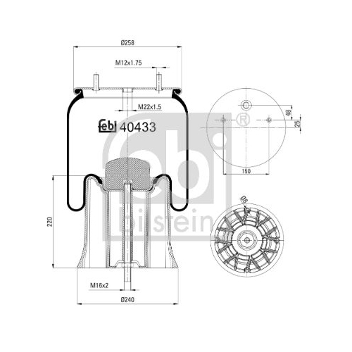 Febi Bilstein 40433 Luftfederbalg mit Kunststoffkolben, 1 St&uuml;ck