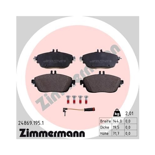 Bremsbelagsatz, Scheibenbremse ZIMMERMANN 24869.195.1 f&uuml;r MERCEDES-BENZ