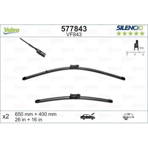 Valeo Silencio X-TRM OE (x2) VF843 577843 Wischerblatt