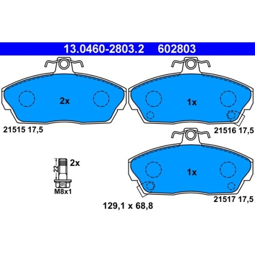 Bremsbelagsatz, Scheibenbremse ATE 13.0460-2803.2 f&uuml;r HONDA ROVER, Vorderachse