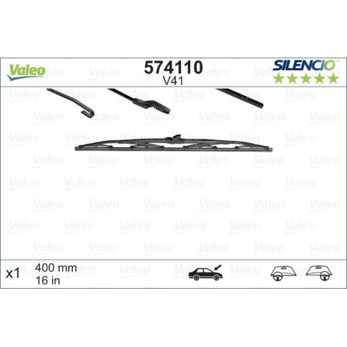 Wischblatt VALEO 574110 SILENCIO CONVENTIONAL SINGLE f&uuml;r ALFA ROMEO AUDI FIAT VW