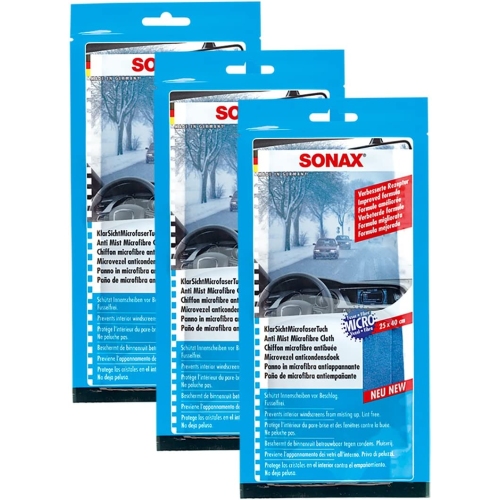 Sonax 4061659065501 04212000 Klarsicht Microfasertuch 3x1 St&uuml;ck