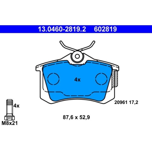 Bremsbelagsatz, Scheibenbremse ATE 13.0460-2819.2 f&uuml;r CITRO&Euml;N FIAT FORD PEUGEOT