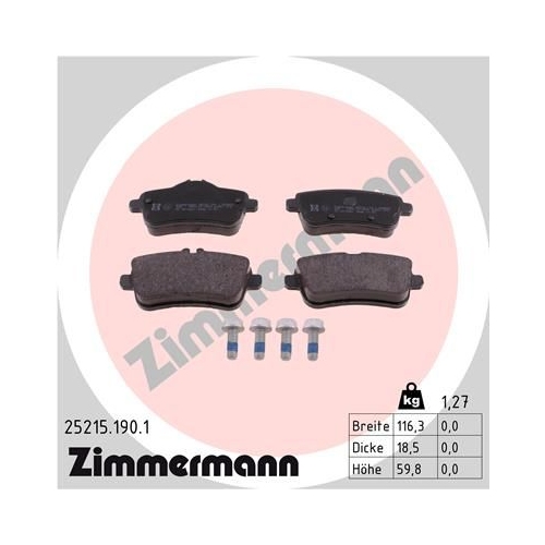 Bremsbelagsatz, Scheibenbremse ZIMMERMANN 25215.190.1 f&uuml;r MERCEDES-BENZ