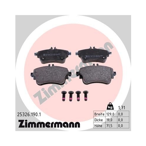 Bremsbelagsatz, Scheibenbremse ZIMMERMANN 25326.190.1 f&uuml;r MERCEDES-BENZ