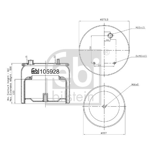 Febi Bilstein 105928 Luftfederbalg mit Stahlkolben, 1 St&uuml;ck